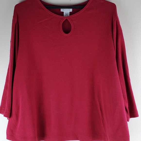 Avenue Burgundy Wine Blouse Crew Neck - Picture 1 of 7